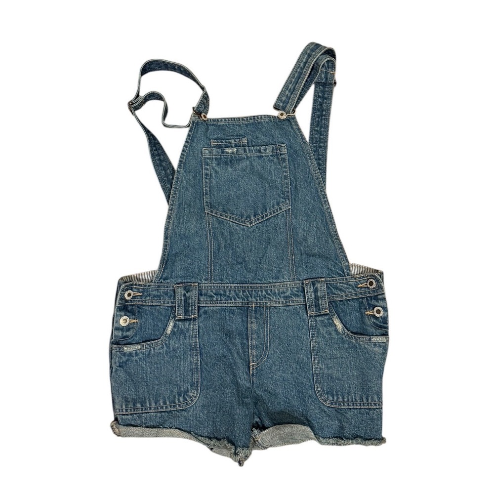 Vintage Y2K No Boundaries Denim Short Bib Overalls Shortalls Juniors L 13